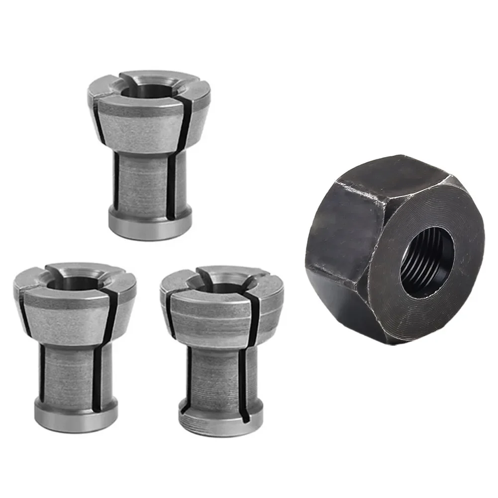 M17 6/6.35/8Mm Spantang Chuck Adapter Met Moer Set Graveren Trimmen Machine Router Chucks Elektrische Router Bit Spantjes Elektrisch Gereedschap