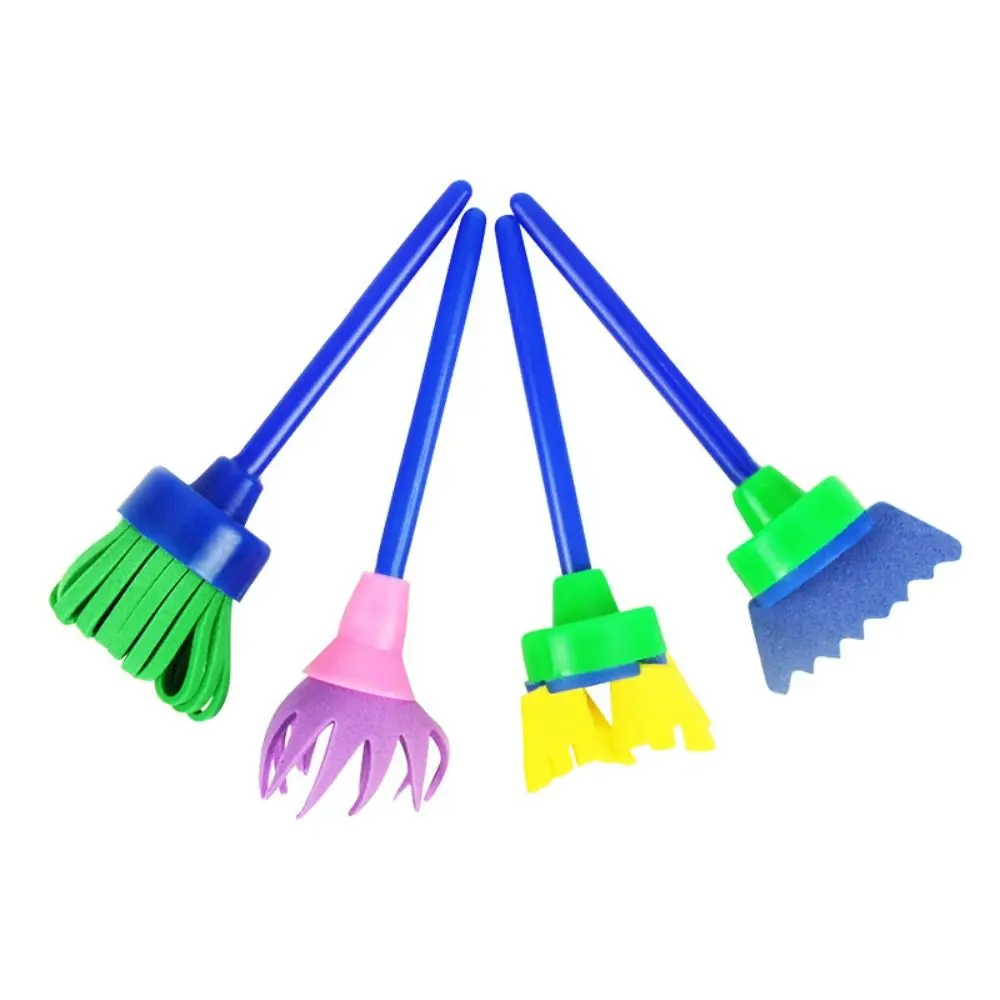 Esponja escova esponja carimbo escova kits cogumelo vara eva rolo diy esponja selo escova diy flor pintura brinquedos educativos