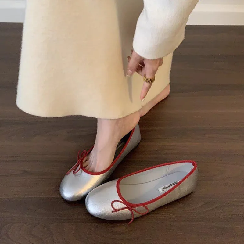 Bow Ballet Shoes Women's 2025 New Soft Slip-on Lazy Grandma Shoes image 3