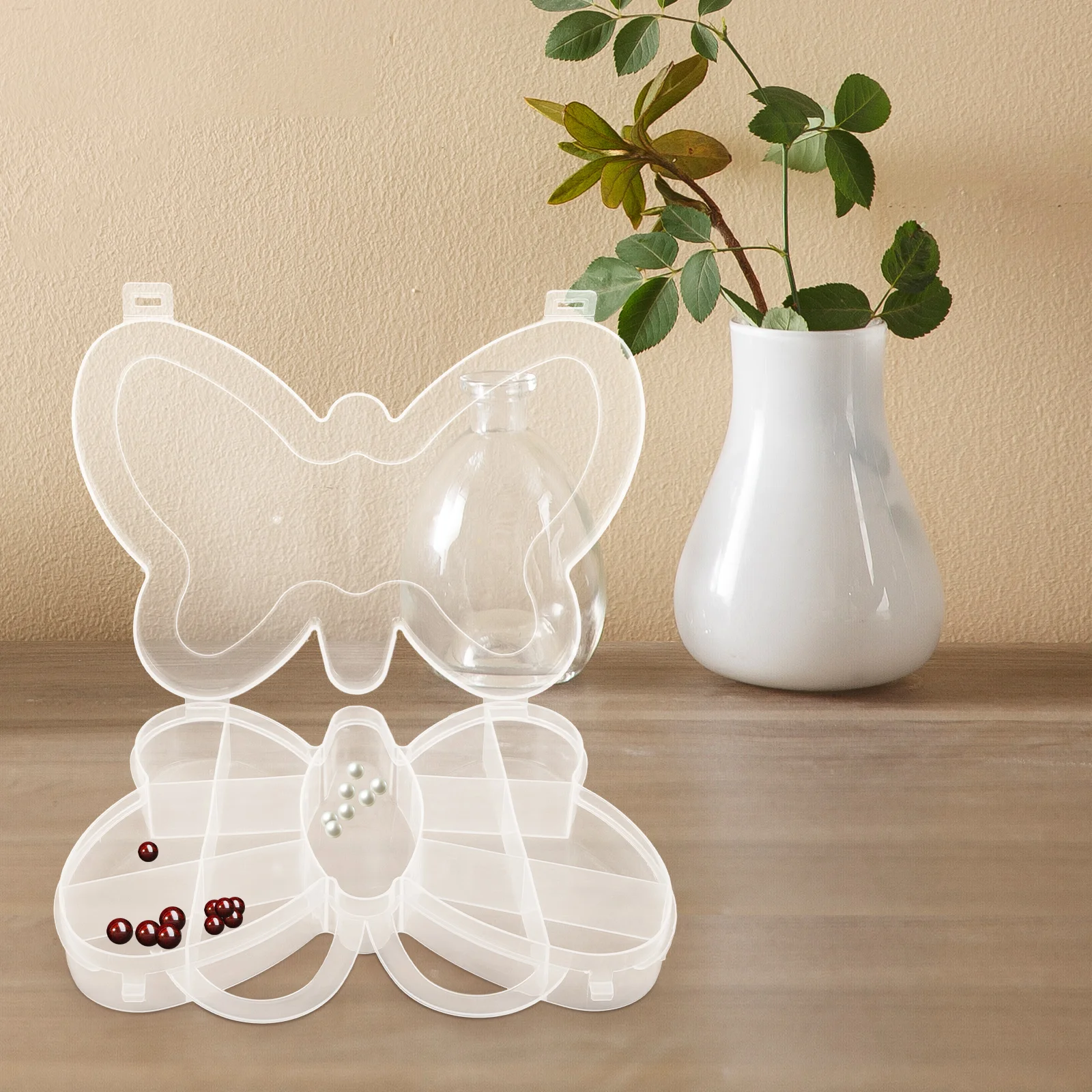 

3pcs Butterfly Shaped Beads Boxes Transparent Plastic Storage Containers for Jewelry Craft Accessories Small Components