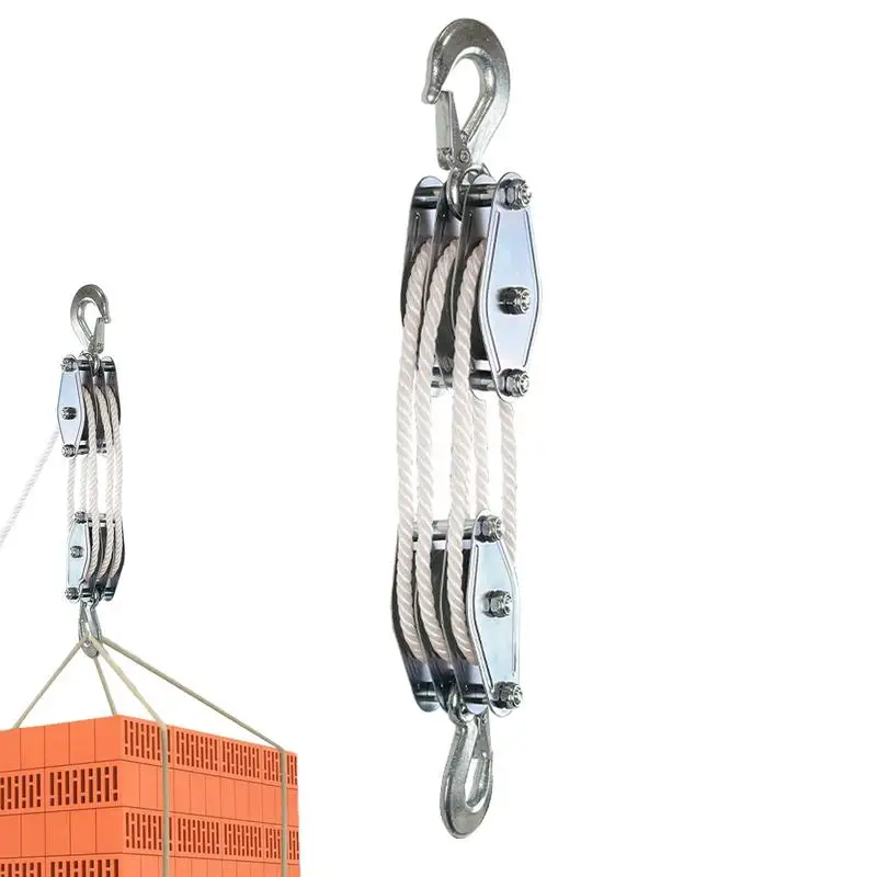 

Block And Tackle Pulley System Rope Pulley Hoist With 6:1 Lifting Power 2200 Lbs Breaking Strength Heavy Duty Pulley System