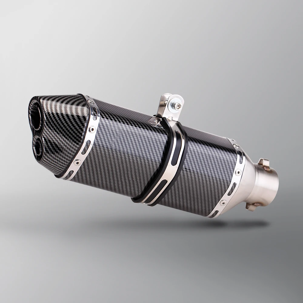 

Universal 36-51mm Motorcycle exhaust muffler with Db killer muffler double hole for Z900 GY6 R6 R3 ZX6R ZX10 K7 MT07 370MM