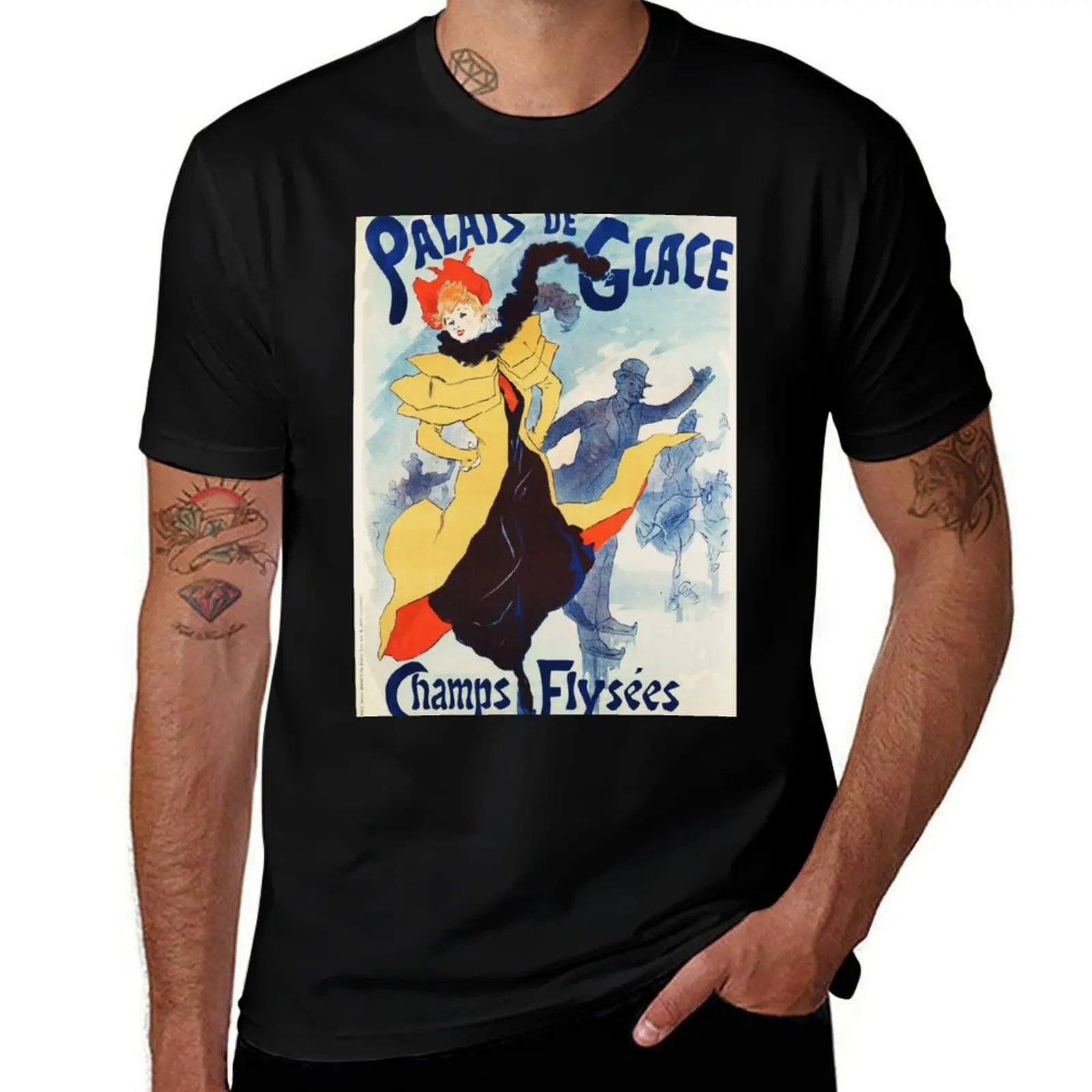 

PALAIS DE GLACE PARIS Champs Elysees by Art Nouveau Painter Jules Cheret T-Shirt Luxury man mens t shirt graphic