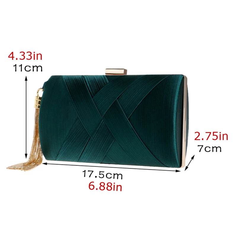 Criss Cross Fashion Evening Bags Woman Tassel Metal Day Clutch Mixed Lady Party Handbags Satin Wedding Bridal Purse