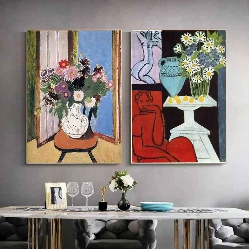 1 Stück rahmenlose Leinwandmalerei, abstrakte, farbenfrohe Landschaftsleinwand, Henri Matisse, berühmtes Werk, Retro-Poster, Malerei und Wandkunst f