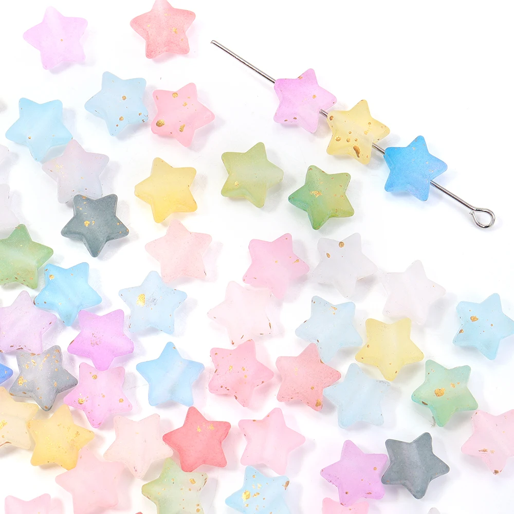 200 pçs/lote acrílico estrela contas 9x10mm espumante pentagrama contas soltas espaçador grânulo para diy jóias fazendo colar pulseira