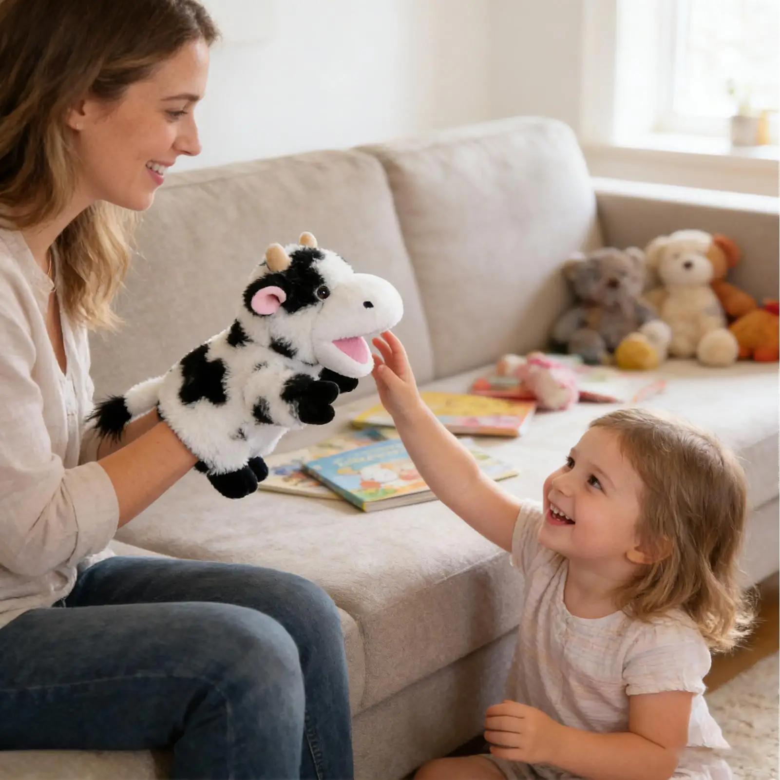 دمى يدوية ناعمة ولطيفة تعليمية تفاعلية من القطيفة للأطفال دمى على شكل حيوانات للأطفال الأولاد والبنات والأصدقاء والعائلة والفصول الدراسية #2