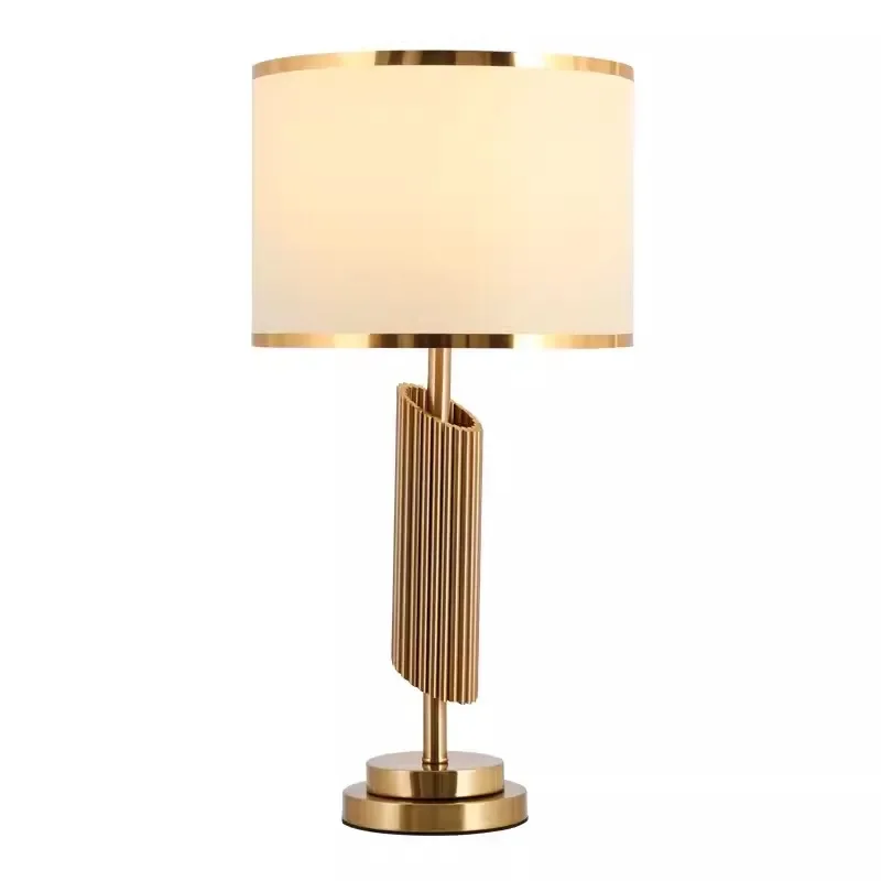 

European Cloth Table Lamp Post Modern Study Bedroom Bedside Lamp North Model Room Living Room Hotel Metal Decor Table Lamp