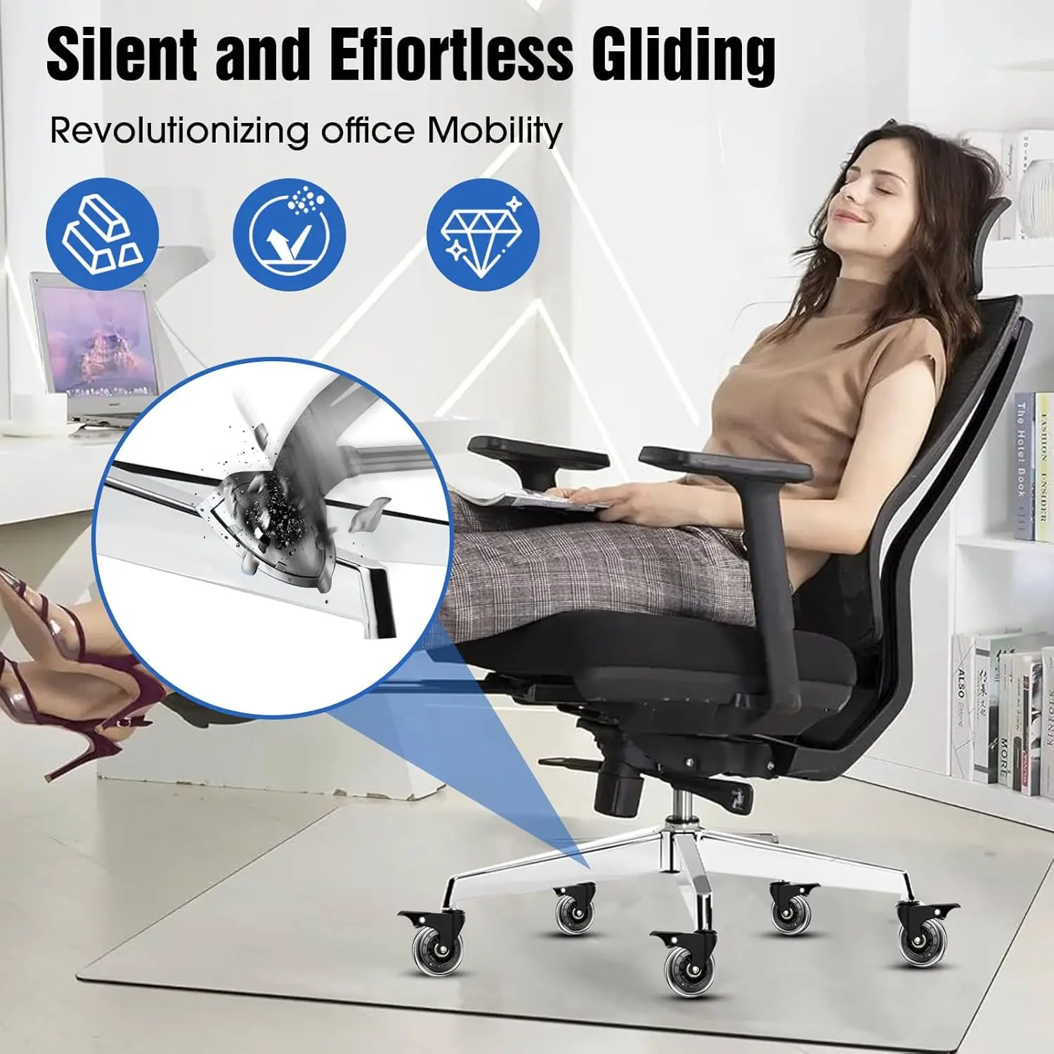 

Office Chair Base Replacement With Five Braked Casters - Heavy Duty Alloy Office Chair Base Replacement (2800 Lbs) Heavy Duty