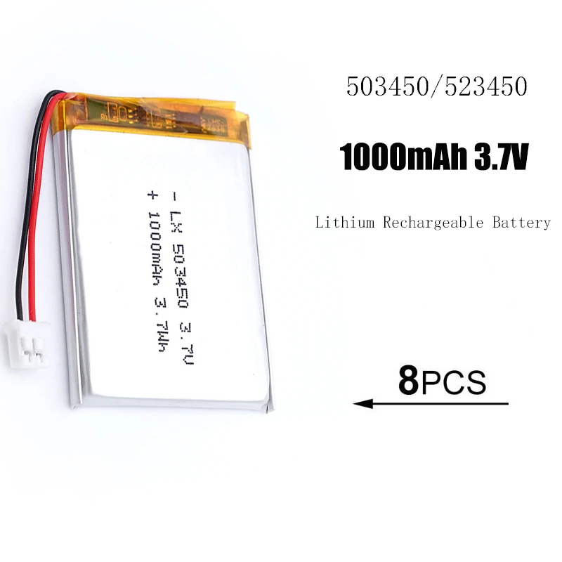 503450/523450 1000mAh 3,7V Polymer-Lithium-Akku für PS4, Kameras, GPS, Bluetooth-Lautsprecher 3,7V Batterien