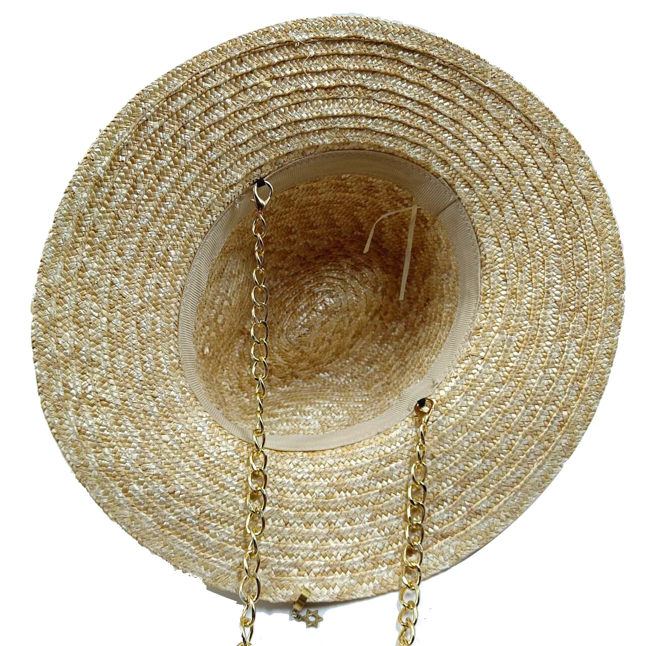 2024 Jazz Straw Hat Pearl Chain Sun Hat DIY New Letter Hat Beach Hat Men and Women Punk Style Sun Hat 여름모자