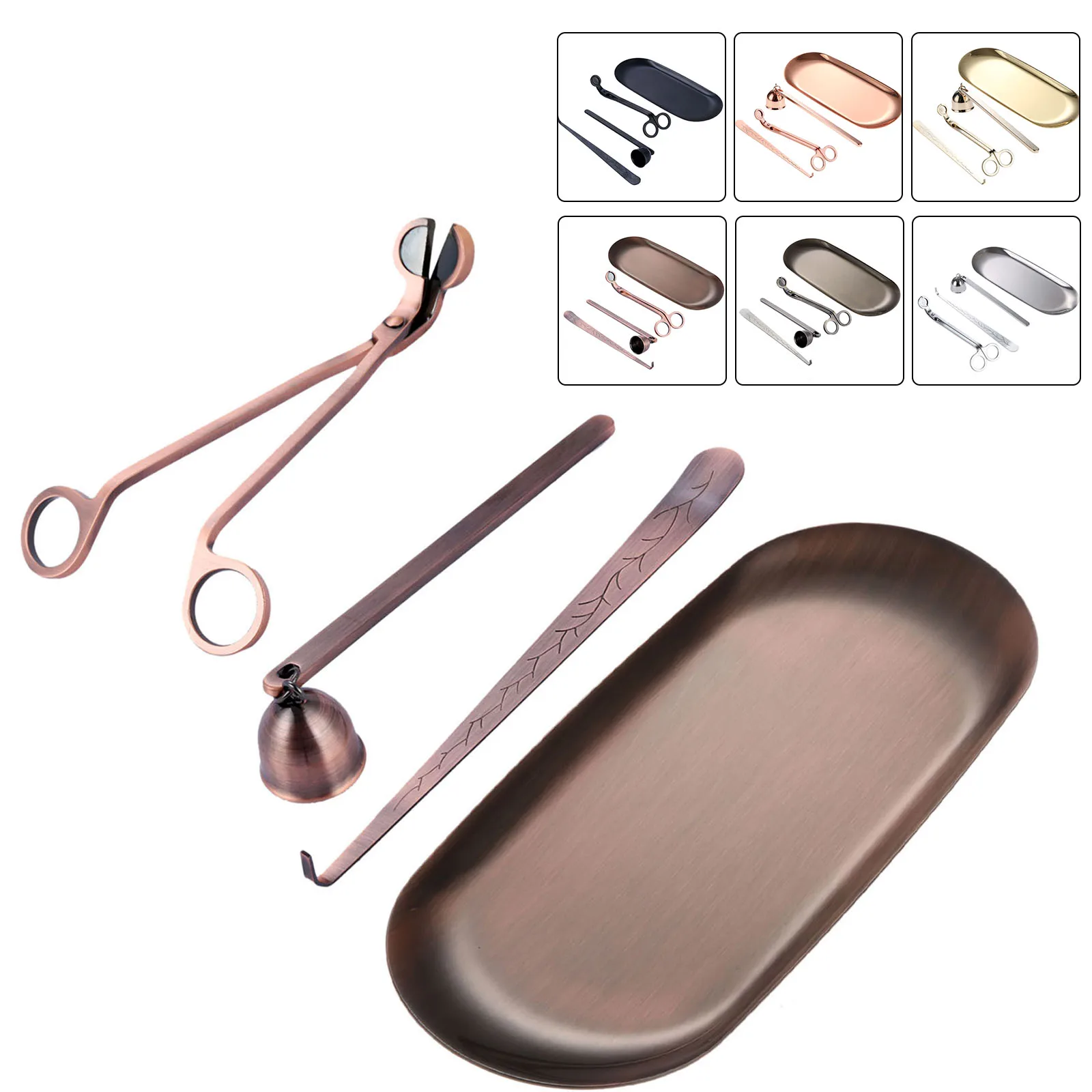 4pcs/set Candle Snuffer Trimmer Hook Tray Dipper Candle scissors Accessory Stainless Steel Extinguisher Home Decor SPA Tools