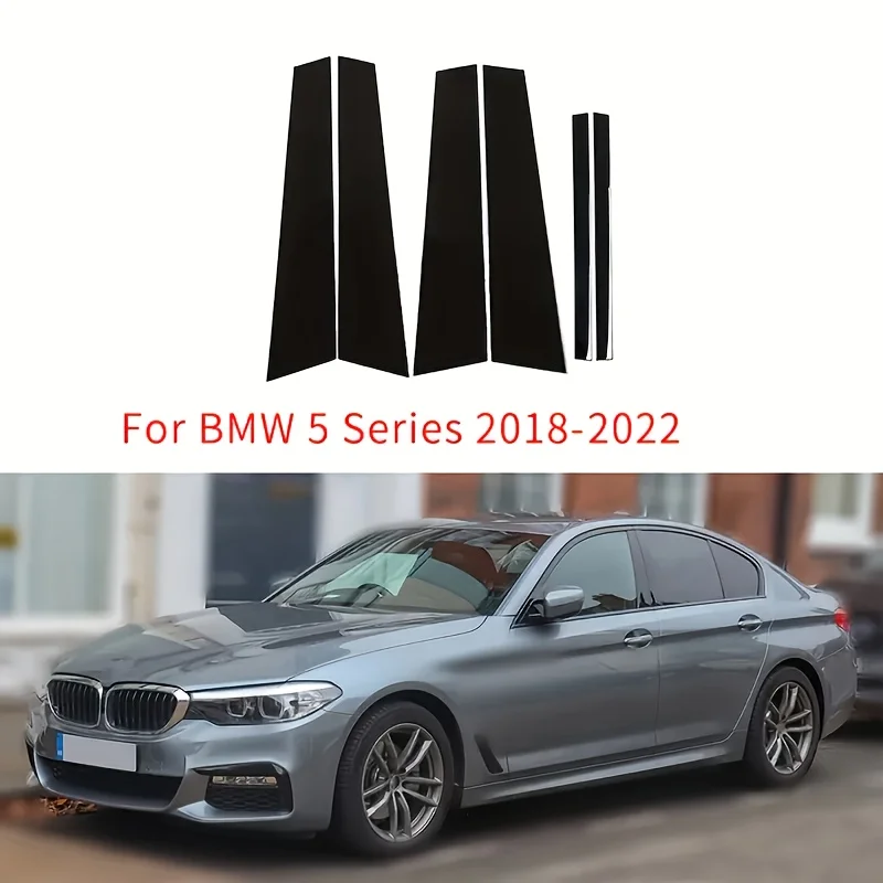 

Для BMW 5 серии G30 G3 2017-2023 годов выпуска, комплект из 6 штук, глянцевые черные декоративные накладки на боковые окна, колонки дверей, стойки BC.