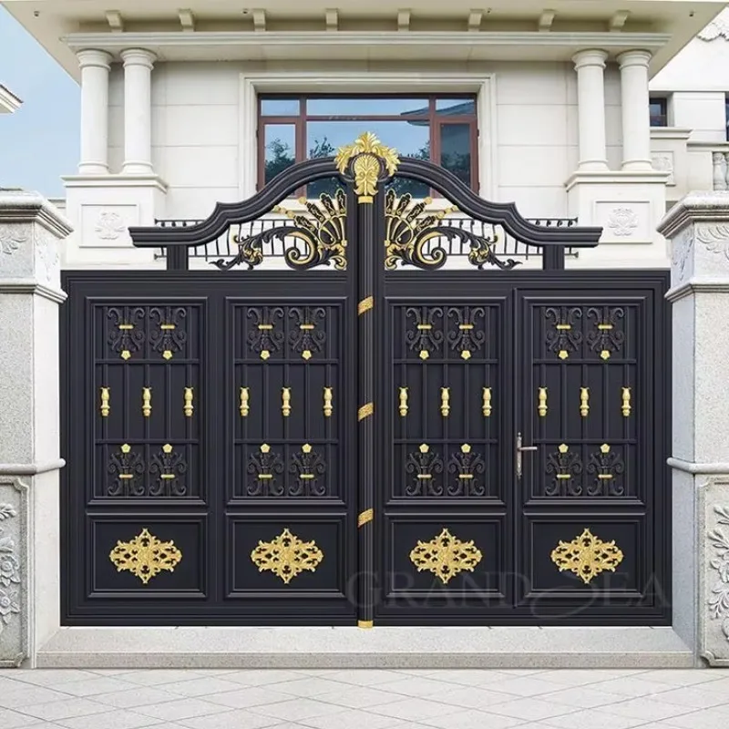 Customized Villa Entrance Decoration European Style Design Metal Gates White Wrought Iron Fancy Gate