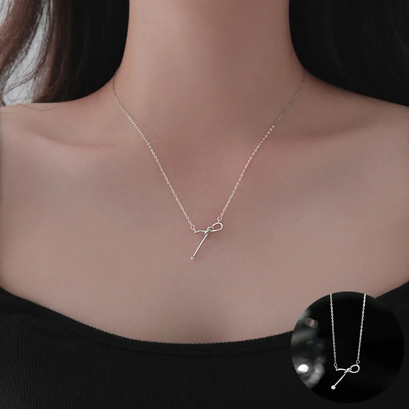 

100% 925 Sterling Silver Geometric Necklace for Women Girl Fashion Simple Knot Line Design Jewelry Party Gift Dropshipping