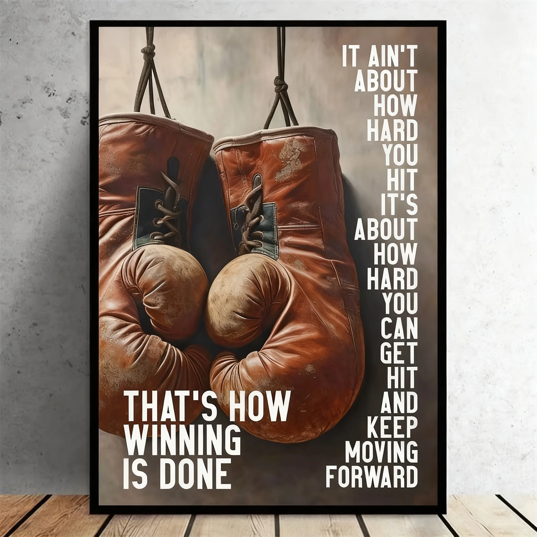 Vintage Boxing Gloves, Love Quotes Motivational Wall Art, HD Canvas Print Poster, Home, Living Room, Room Decoration Painting