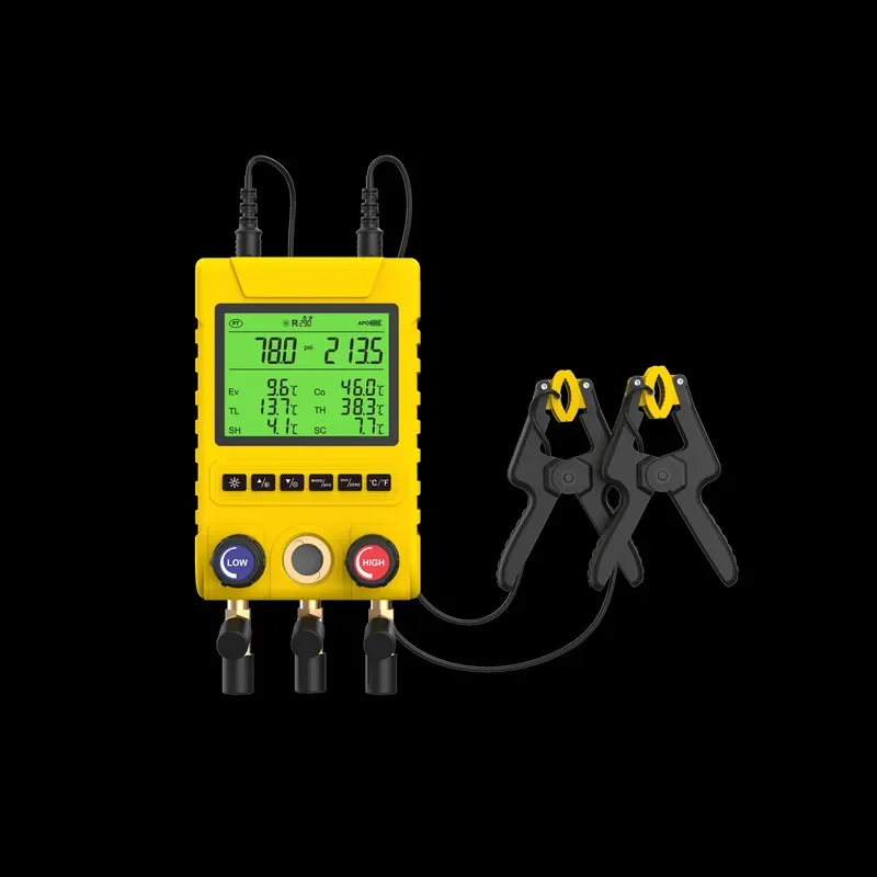 Digital Hvac Vacuum Manometer Refrigerant Pressure Gauge Temperature Leakage