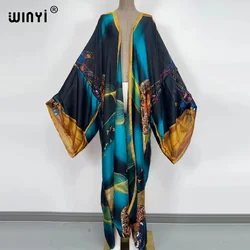 WINYI Kimonos Women Classic Africa printing Bikini Cover-ups Elegant Long Sleeve Cardigan Loose beach Sexy Covers party kaftan