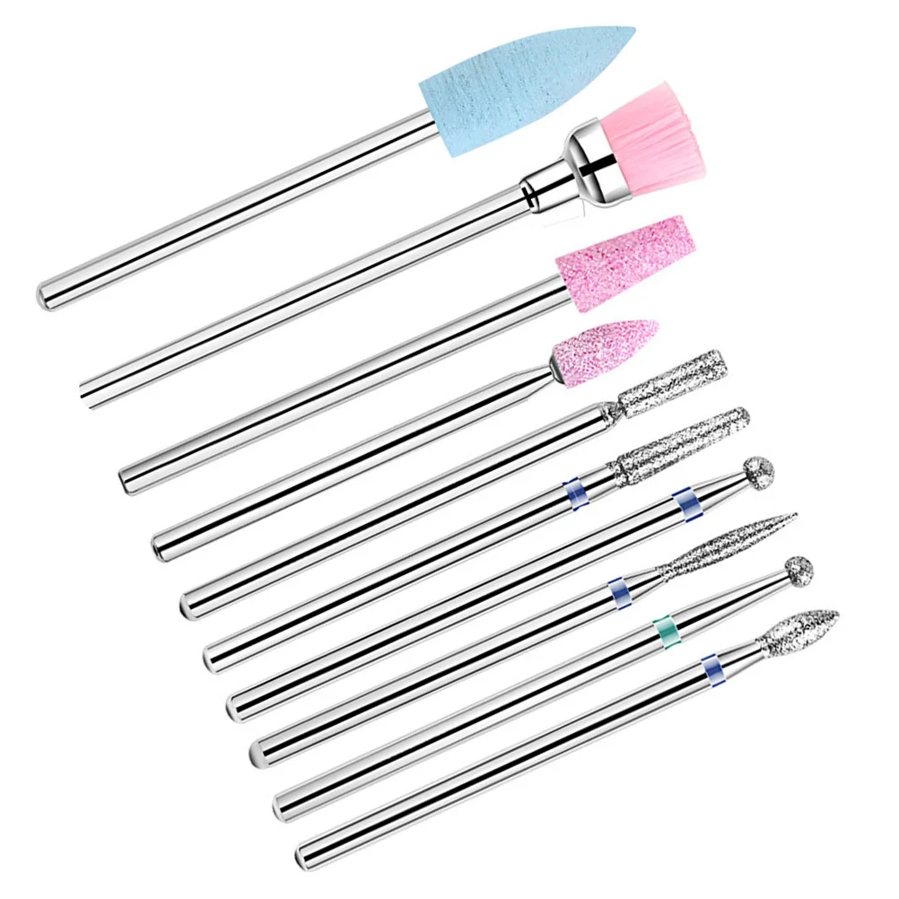10pcs Nail Grinding Diamond For Electric Manicure Drill Machine Polishing Care Tool Kit Nail Drill Bits Set Manicure