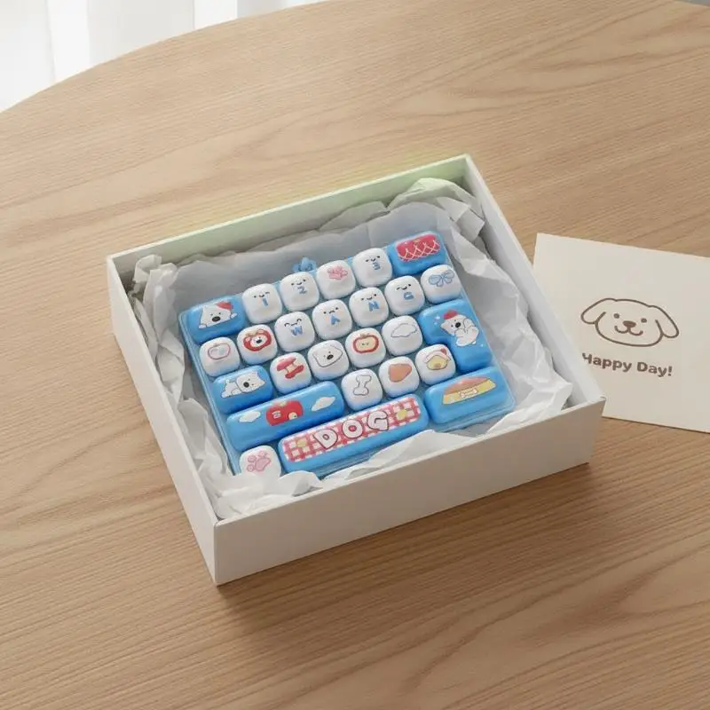 Cute 26 Grids Simulation Keyboard Keychain Stress Relief Toy Desktop Decoration Student Bag Ornament Creative Holiday Present Gi