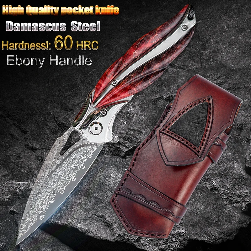 Purely Handmade VG-10 Damascus steel Portable Sharp Knife Outdoor Survival Tactical Camping hunting EDC Fruit Tool FoldingKnife