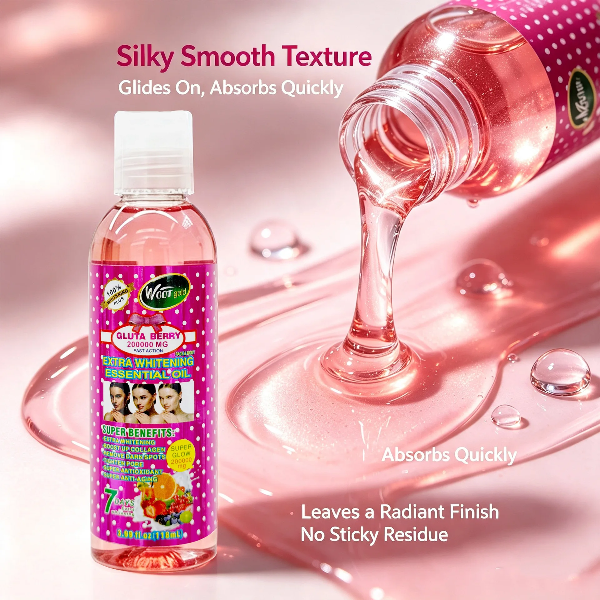 Glutathione Berry Essential Oil Universal Soft Soothing for the Face&Body Easy to Absorb Non-greasy Brightening Massage Body Oil