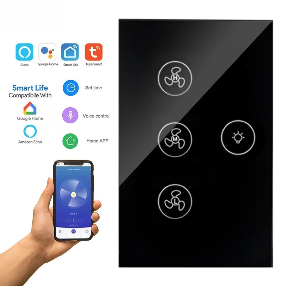 Intelligent Timing Fan Light Switch Fan Adjustable Light Control with Touch Function