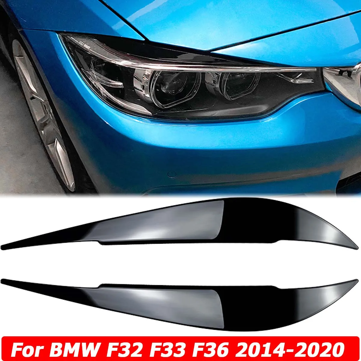 

ABS Front Headlight Eyelids Eyebrows Headlamp Eye Lid Cover Trim Sticker For BMW F32 F33 F36 4 Series 2014-2020 Car Accessories