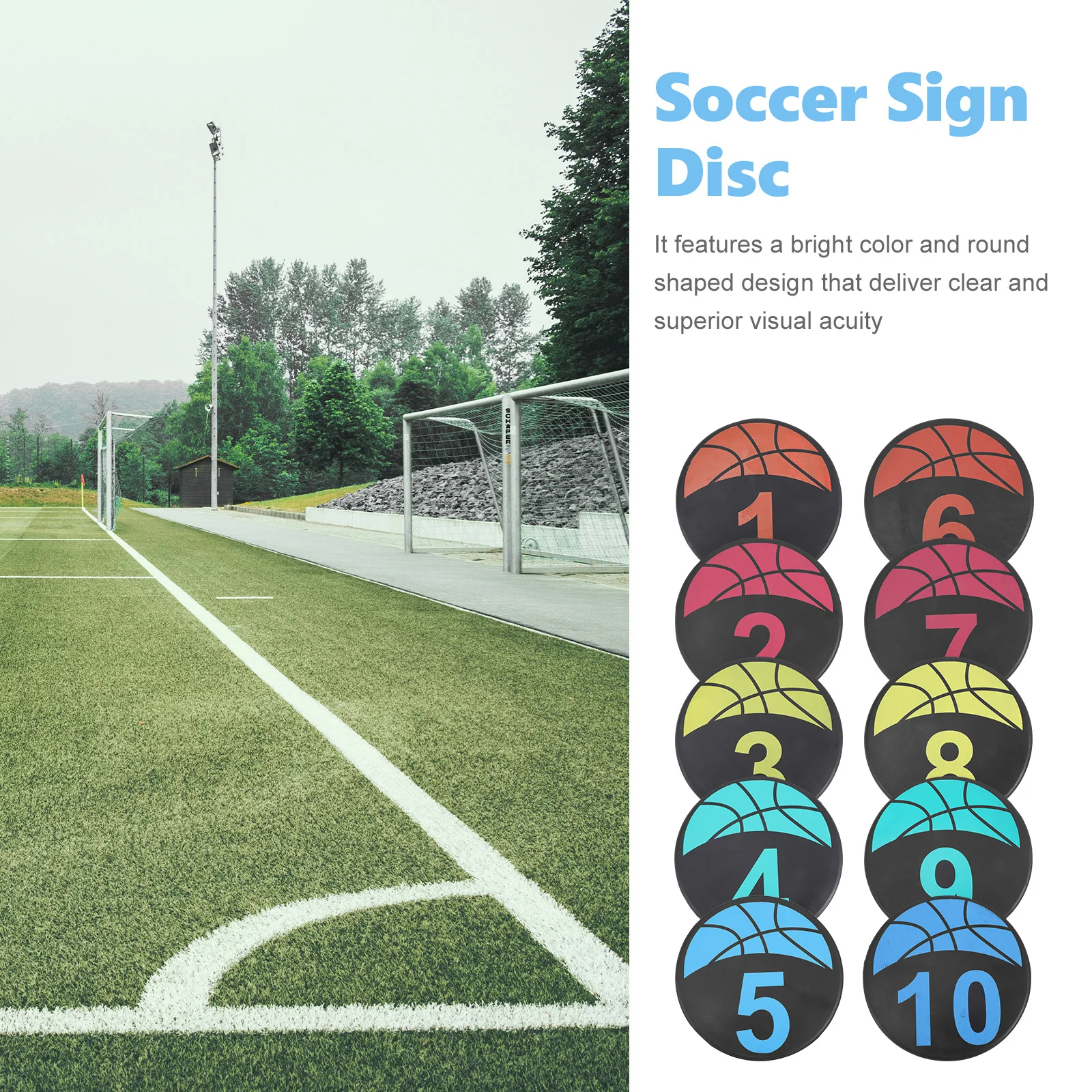 

10pcs Number Training Sign Discs Bright Round Design For Soccer Football Basketball Sports Markers Kids Athletes Playground
