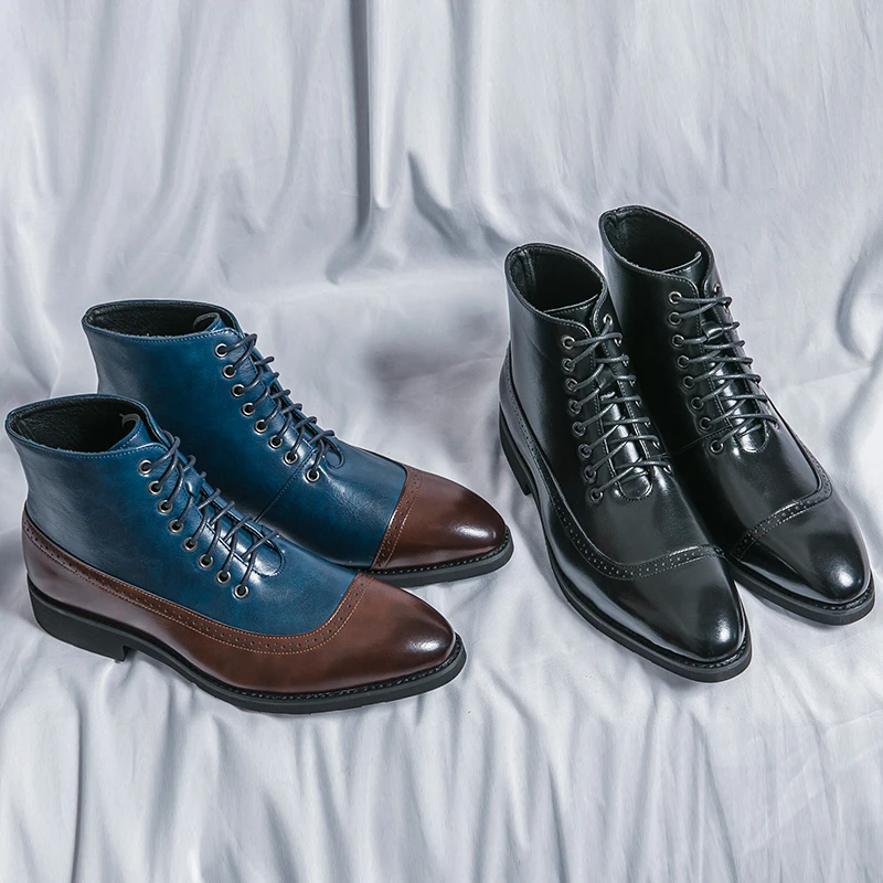 Classic Brogue Social Shoes Men High Quality Oxford Men\'s Leather Party Chelsea Dress Shoes Men Yuppie Formal Boots Man 2025