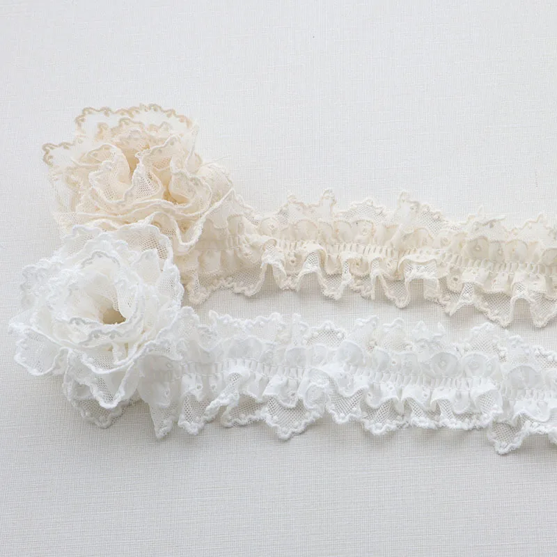 Folded Lotus Leaf Lace Mesh Lace Elastic Three-Dimensional Double-Layer Wrinkled Double-Sided DIY Accessories