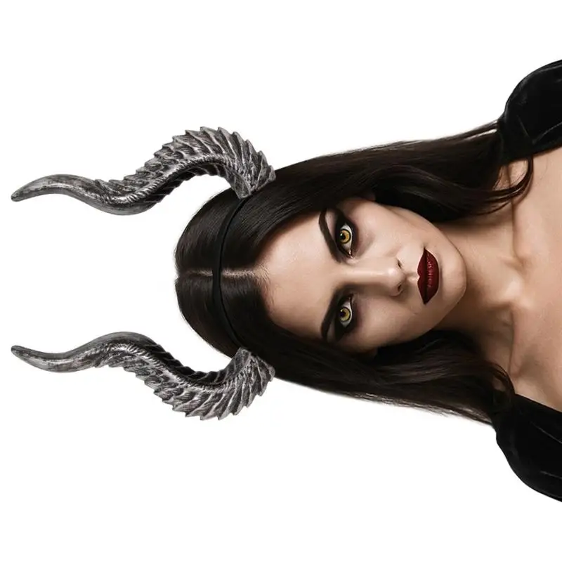 

39BD Unique Gothic Headpiece With Devil Horn Design For Parties Event Costumes