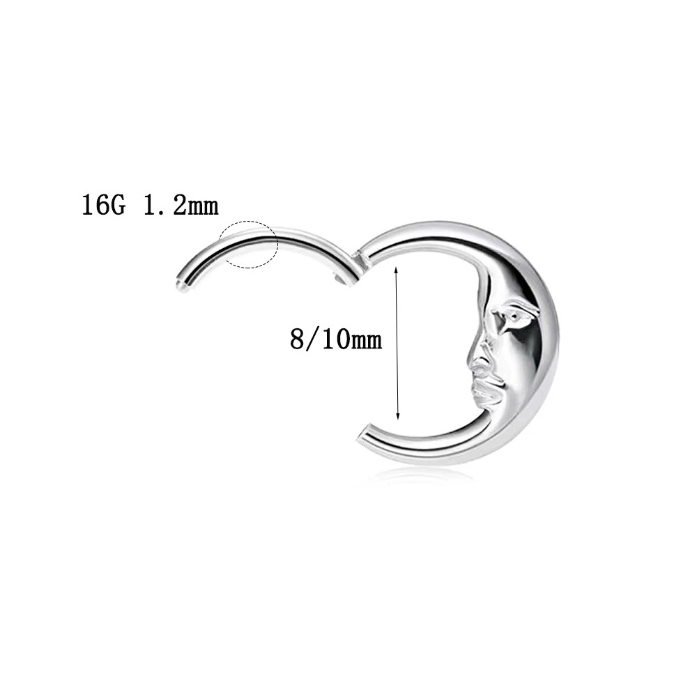 1 Pcs F136 Titanium Nose Ring New 16G Face Spell Earrings Moon Elder Multifunction Ring Punk Style Body Piercing Jewelry