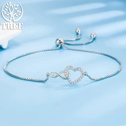ALITREE 925 Sterling Silver Heart Zircon Bracelets For Women Luxury Designer Jewelry Accessories Holiday Gifts