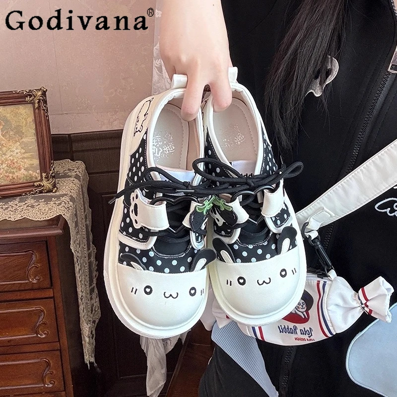 

Sweet Original Lolita Bunny Student Shoes Women Sneakers Thick Sole Flat Lo Shoes Female Casual Cute Home Style Shoes