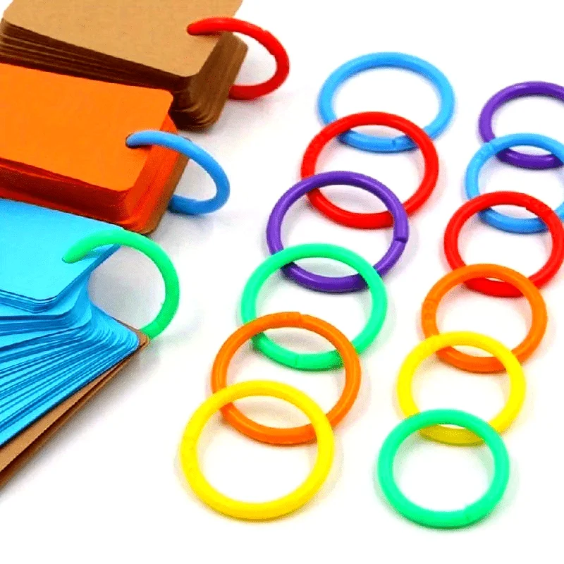 50pcs Hot Style Loose-Leaf Ring Binding Rings Plastic Binding Rings Buckle Rings Random Colors