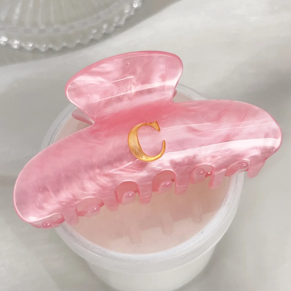 8.5CM Creative Design Gold Color Letter Pink Hair Clip Simple Acrylic Shark Clip Hair Accessories Temperament Girls Hair Claw view 6