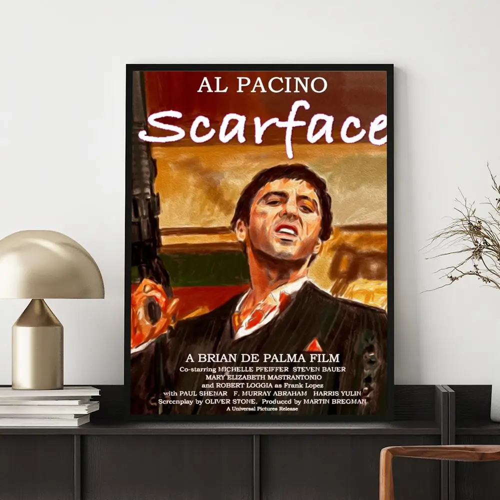 Film-S-Scarface-Poster, HD, vielseitig, wasserfest, Wanddekoration, selbstklebend, perfekt für jeden Raum und ideales Geschenk