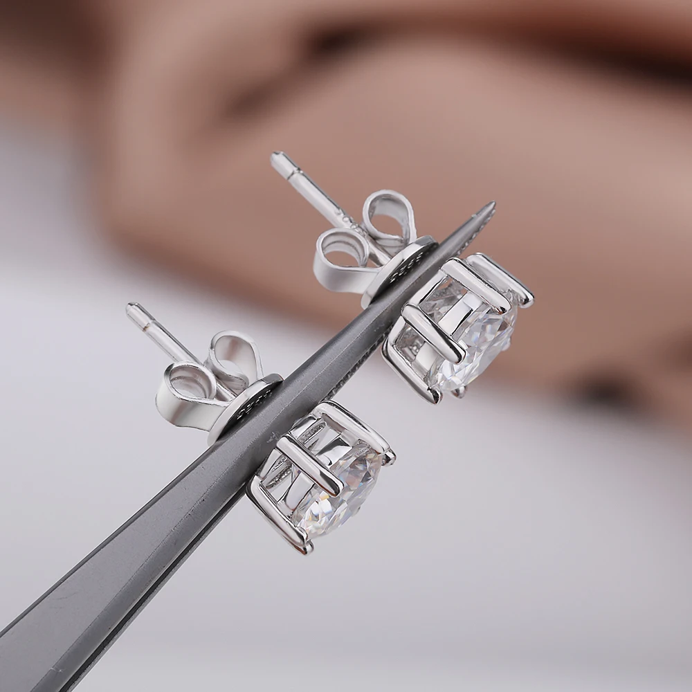 0.3-2CT D اللون مويسانيتي وأقراط للنساء رجل كلاسيكي 925 فضة بريليانت مكون الماس ترصيع المجوهرات #2