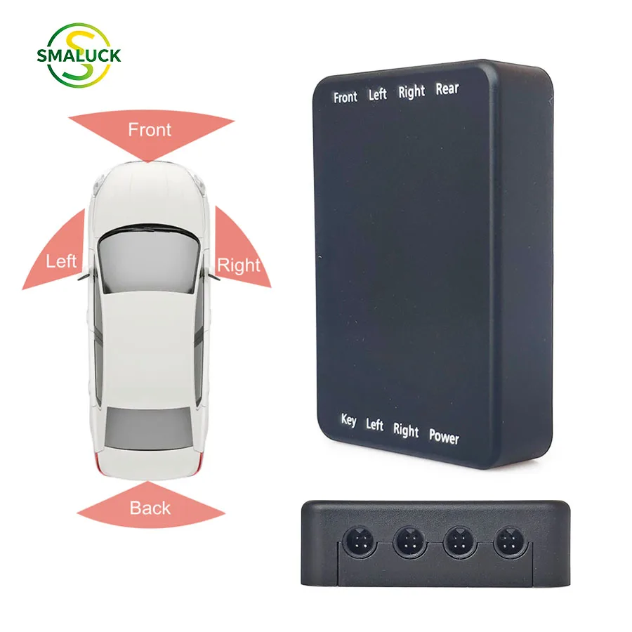 SMALUCK 4-Way Control Box AHD CVBS 360° Car Panoramic Video Channel Converter Rear Front Left Right Camera Switch