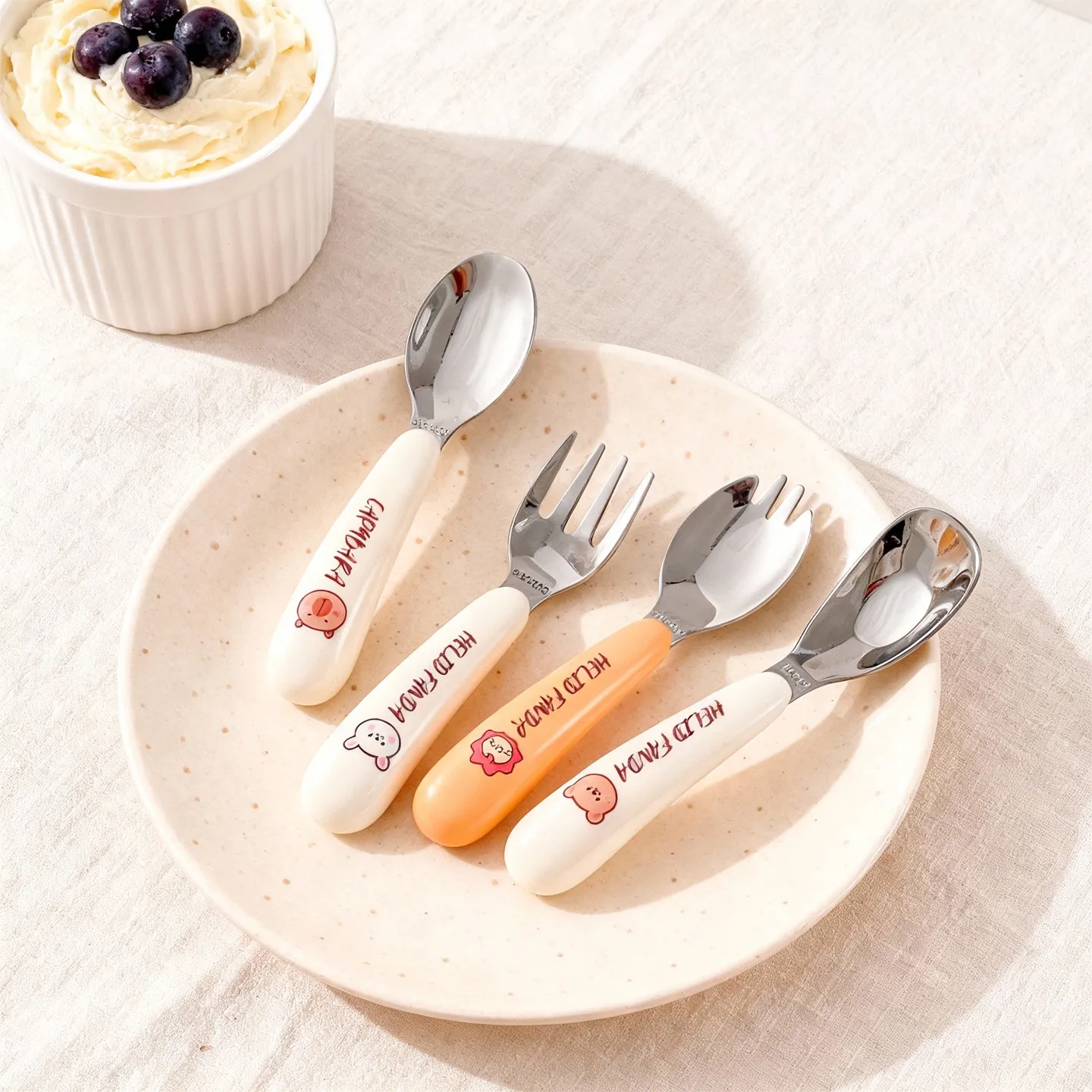 Children 316 Stainless Steel Cutlery Set Fork and Spoon Training Chopsticks Cute Kids Tableware Kitchen Utensils Dishwasher Safe