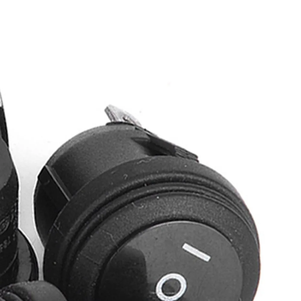 5PCS Durable Black Color Rocker Switch 3 Position 10A 125V SPDT Switch 3 Pin Waterproof Round Rocker Switch Marine