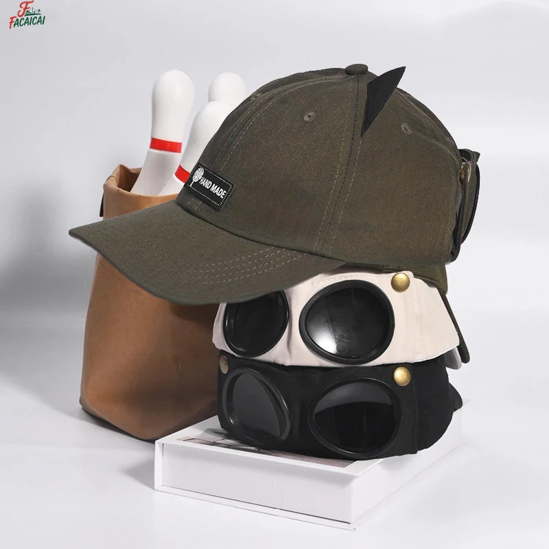 Fashion Hats Men Baseball Cap Pilot Hat Male Hipster Backwear Glasses Cap Summer Outdoor Sports Hip Hop Streetwear