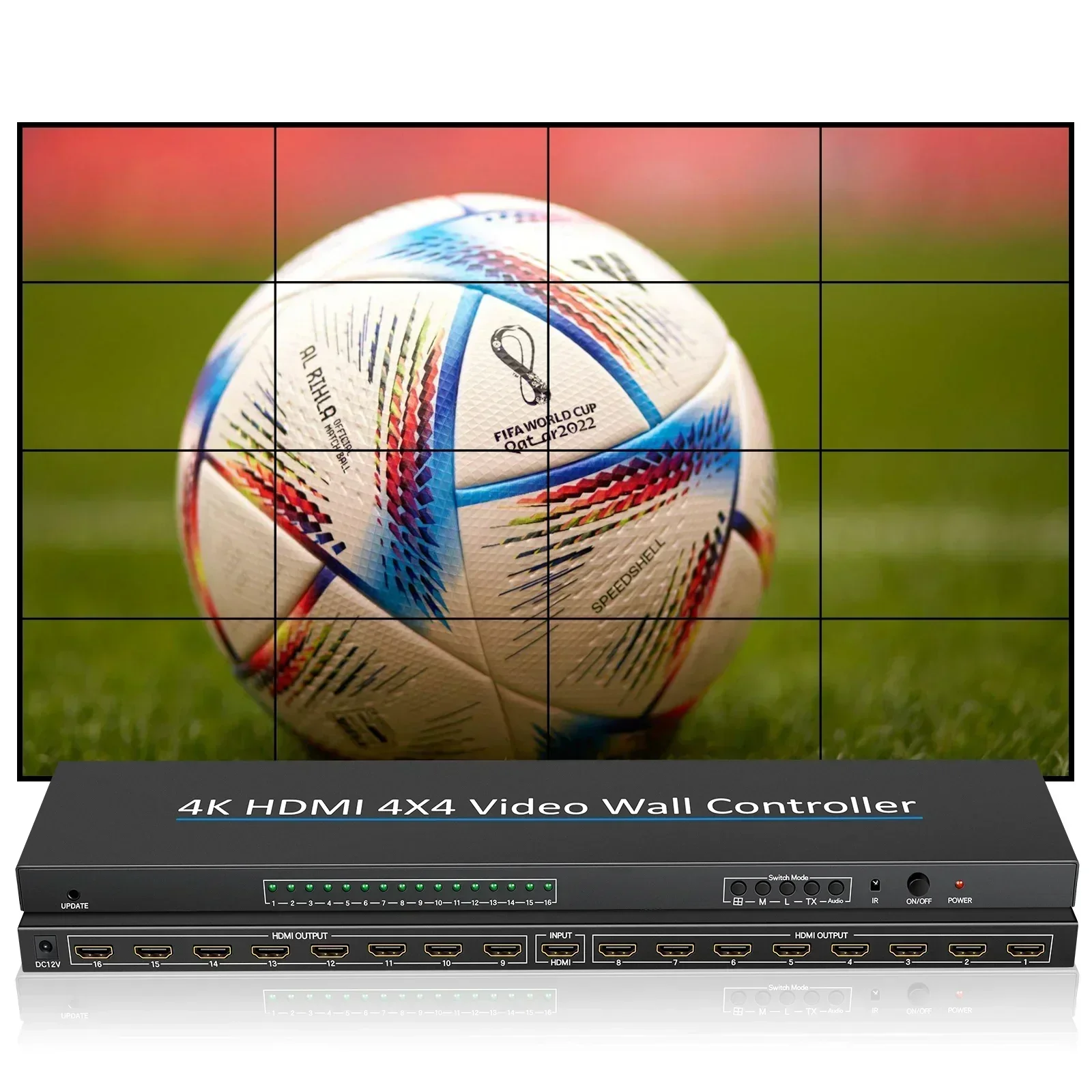 4K 4x4 Video Wall Controller 2x2 2x3 2x4 3x3 3x4 3x5 4x2 4x3 6x2 Multi Screen Splicing Processor HDMI giuntatrice Video giuntatrice TV