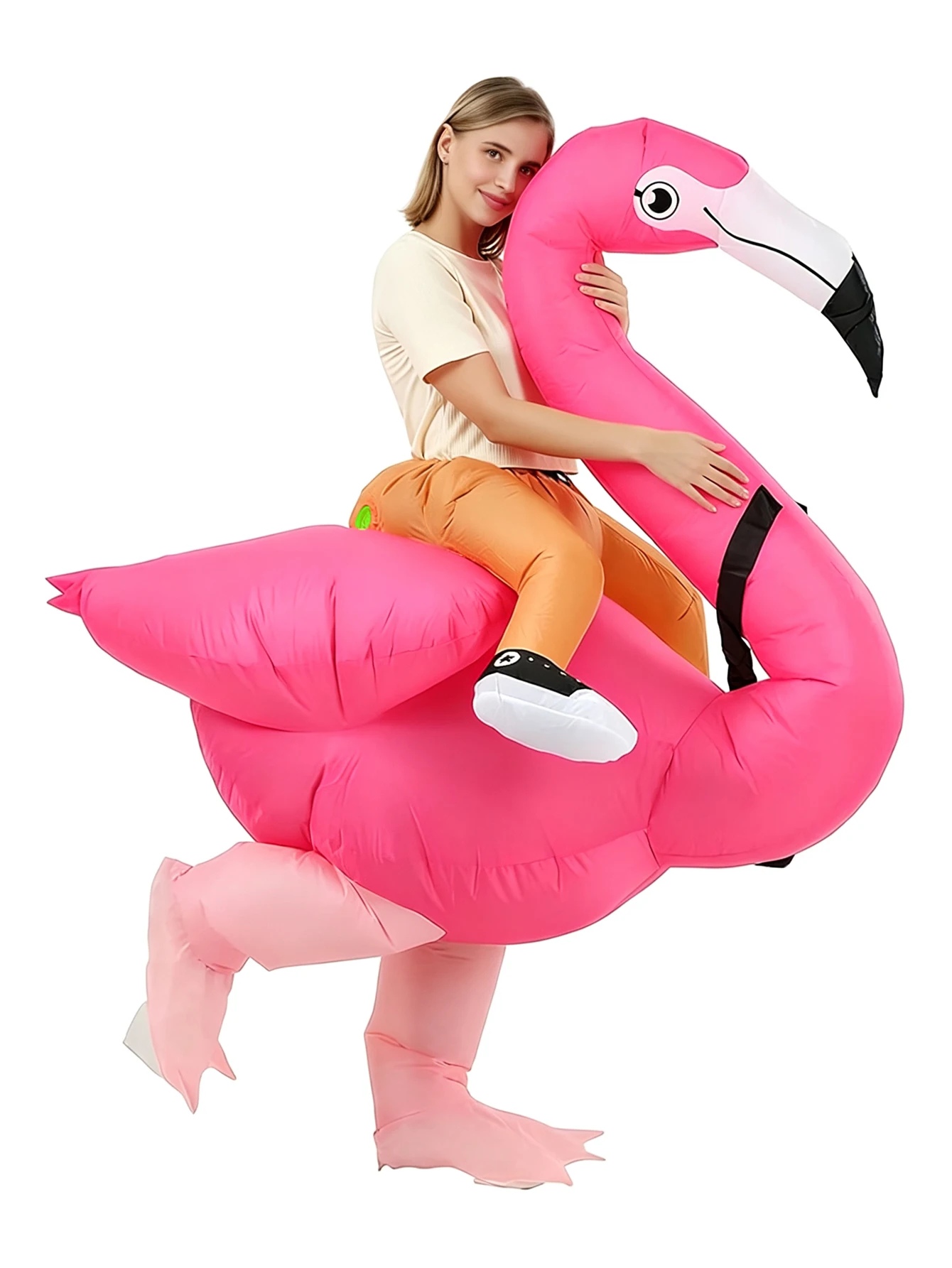 Flamingo Inflatable Costume Ride of Pink Flamingo Blow Up Halloween Party Costume Outfits Fancy for Cosplay Props Outfit Suit view 6