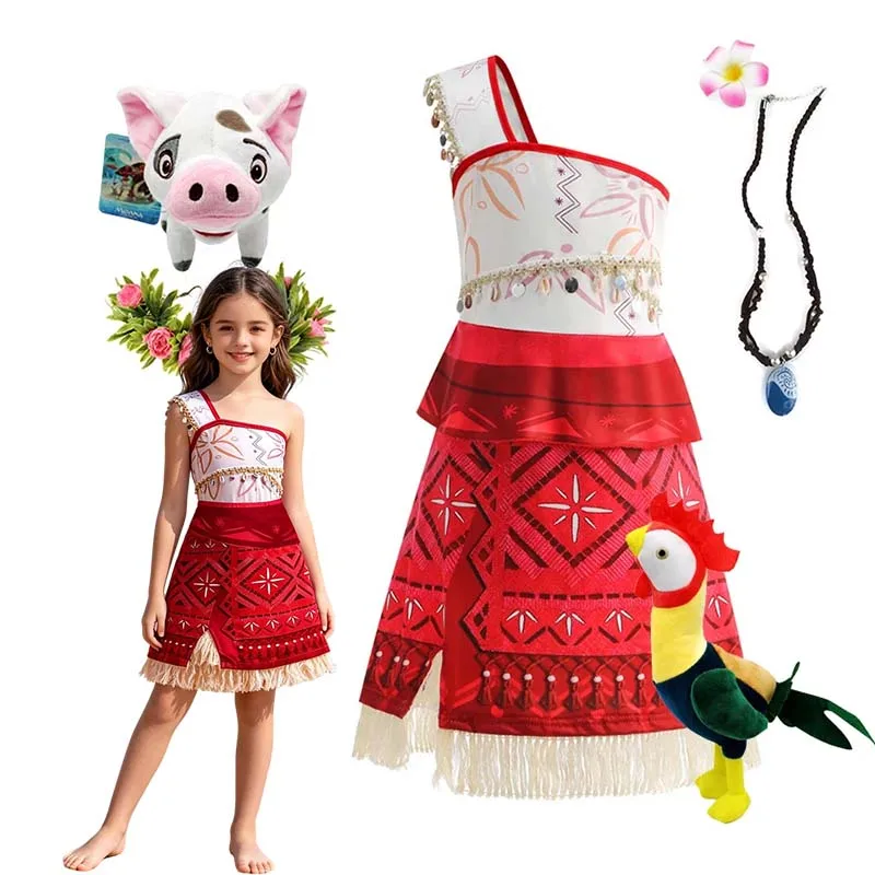

Disney Moana 2 Vaiana Ocean Adventure Princess Dress Girls Kids Beach Birthday Carnival Cosplay Costume Outfit