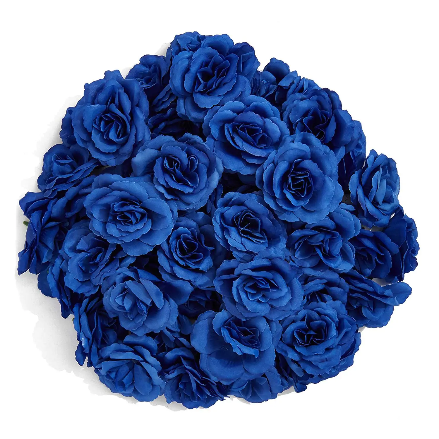 Artificial Flowers Silk Rose Flower Heads 50Pcs for Hat Clothes Album Decoration Wedding Decoration (Dark Blue)