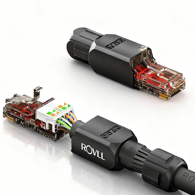 ROVLL Gereedschapsvrije RJ45-connector Cat6 UTP 1000Mbps LAN Ethernet-stekker Eenvoudige beëindiging Modulaire stekker Geen krimpnetwerkkabel 1PCS