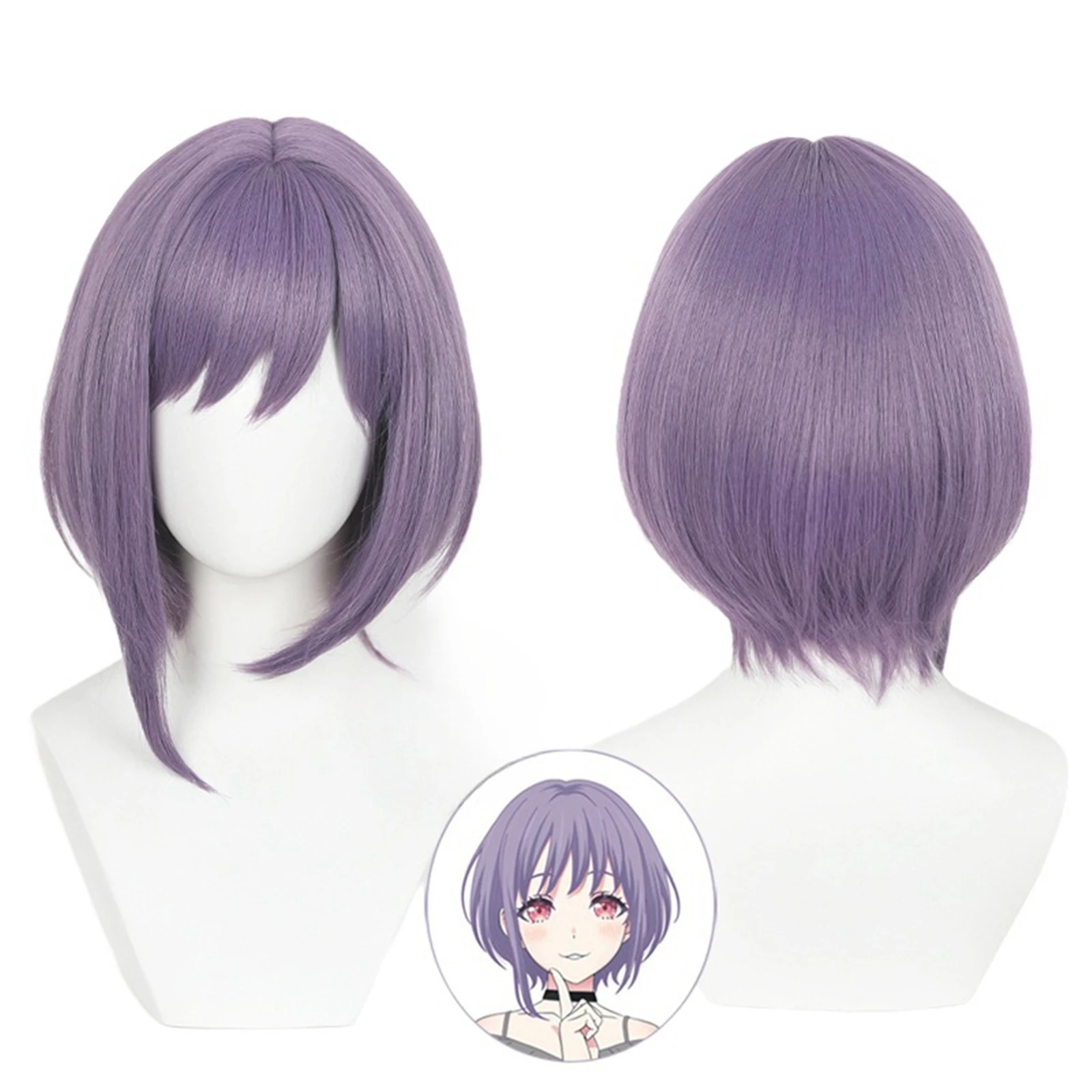 موجيكا أموريس شعر مستعار تأثيري دور اللعب كتم الأرجواني بوب حلاقة شعر مستعار لحفلة كرنفال الهالوين