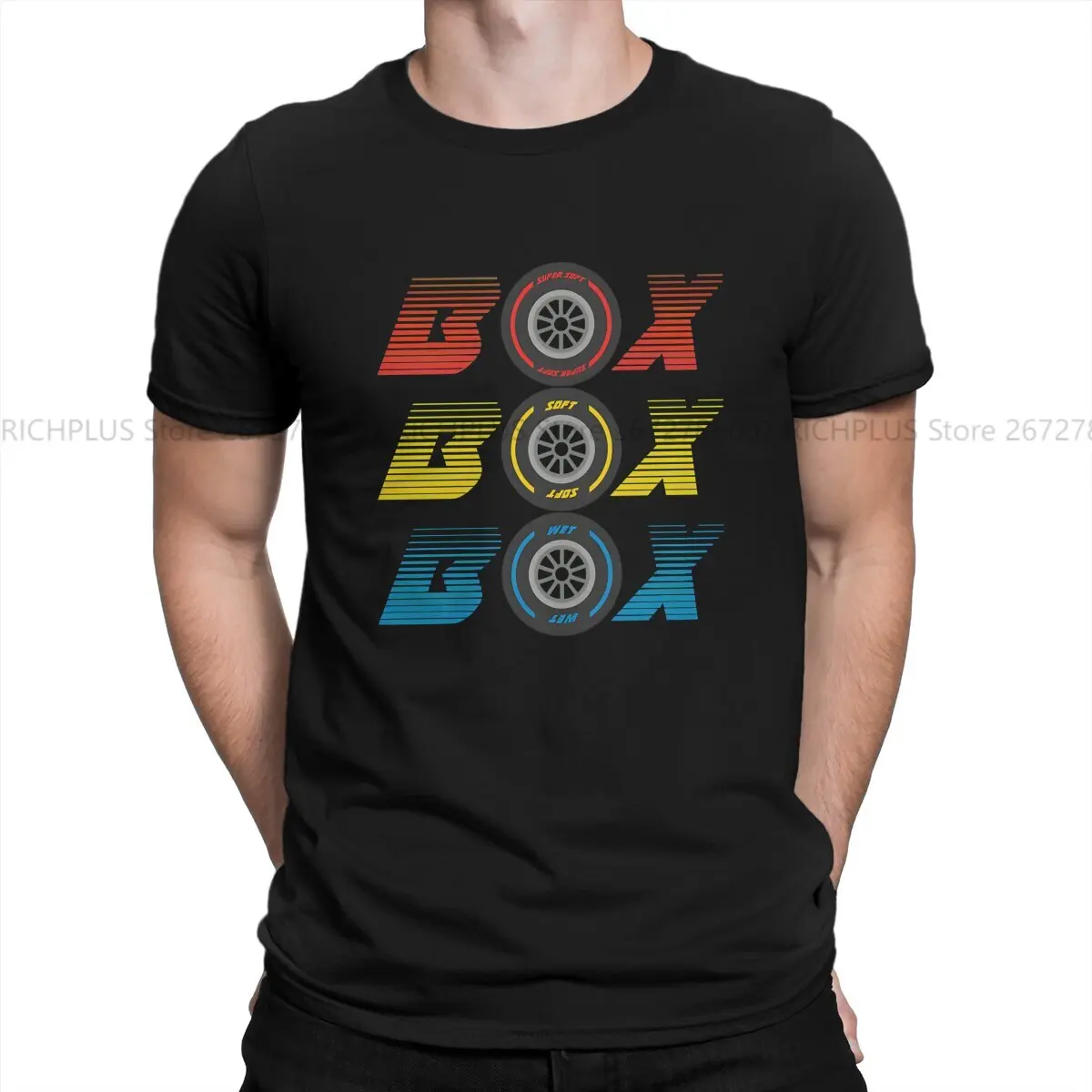 Formula 1 F1 Men's TShirt BOX BOX BOX F1 TIRES Distinctive Polyester T Shirt Harajuku Streetwear New Trend